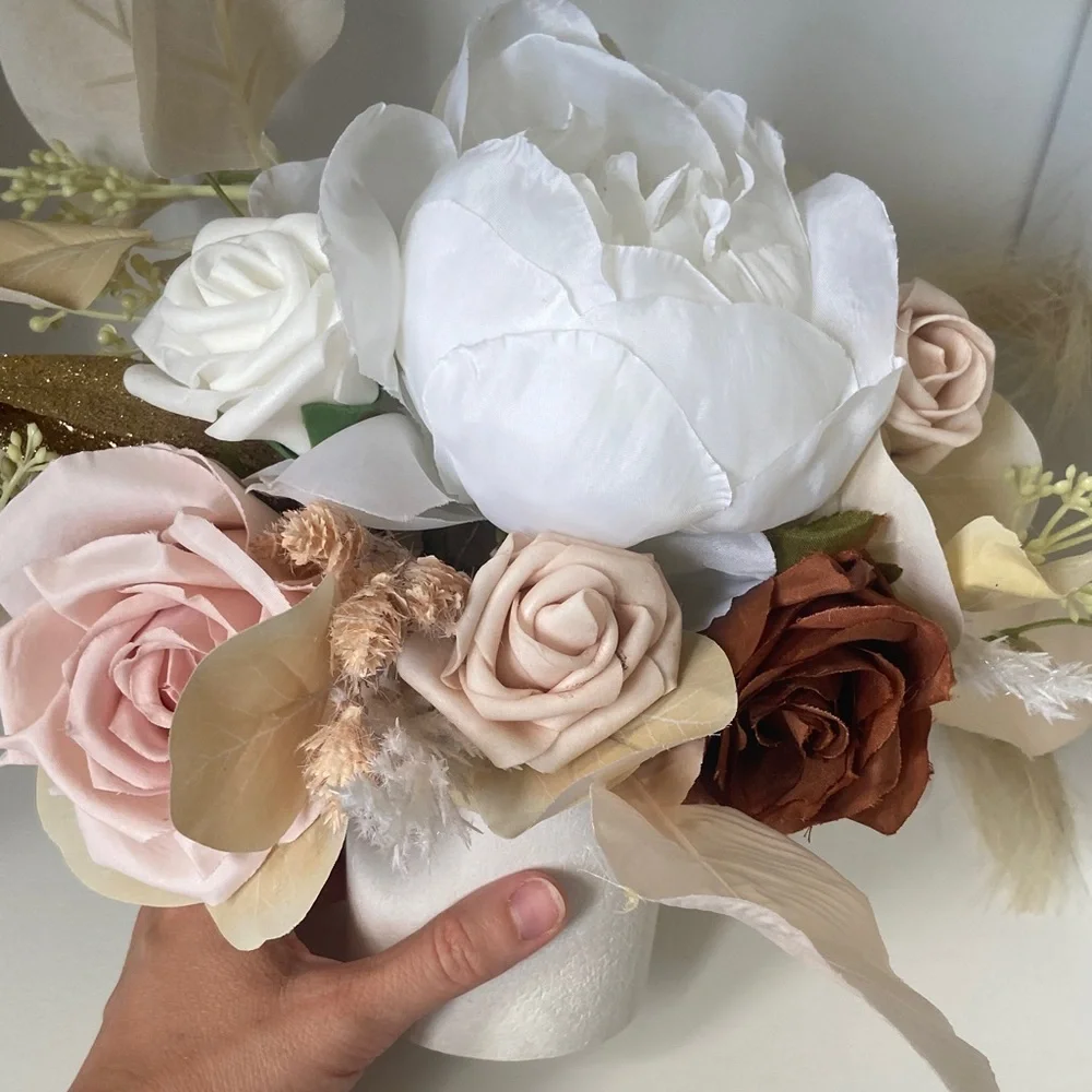 Faux Flowers Centerpiece Set - Cream/Blush/Brown - Picture 4 of 5